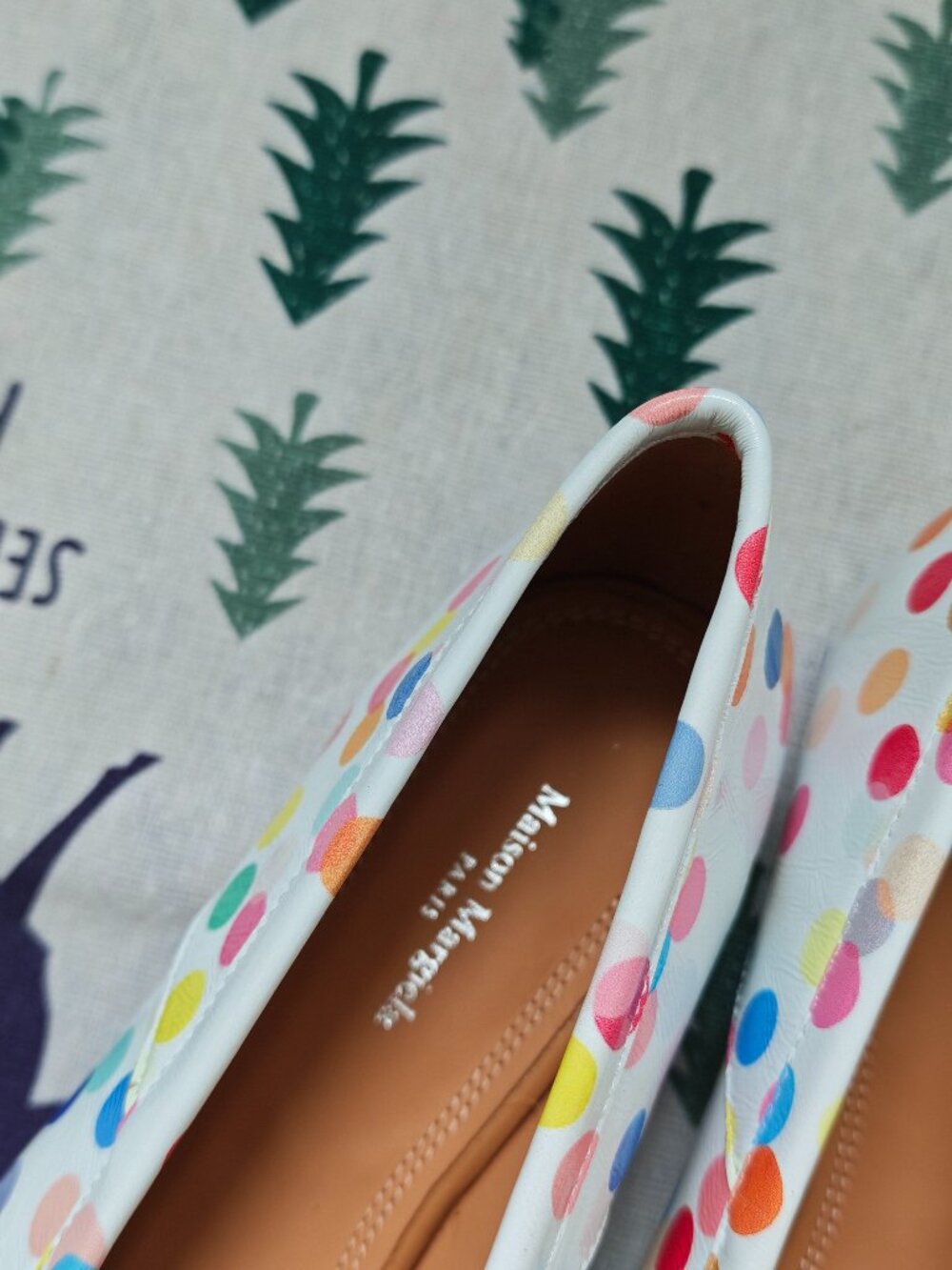 Maison Martin Margiela Tabi White Multi Polka Dot Flat Shoes - Picture 6 of 11